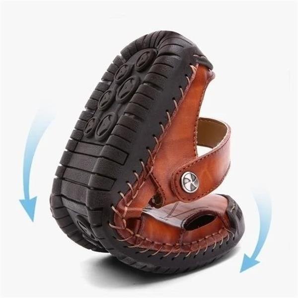 Sandales d'extérieur respirantes en cuir souple pour hommes de grande taille