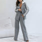 ✨Ensemble 2 pièces blazer gris décontracté et pantalon large pour femme