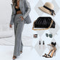 ✨Ensemble 2 pièces blazer gris décontracté et pantalon large pour femme