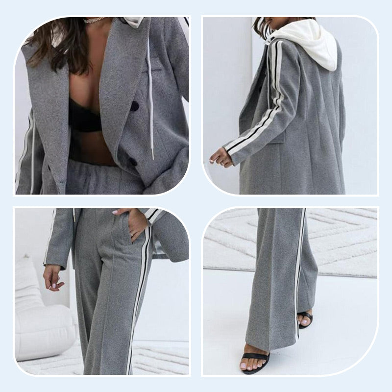✨Ensemble 2 pièces blazer gris décontracté et pantalon large pour femme