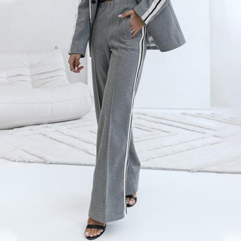 ✨Ensemble 2 pièces blazer gris décontracté et pantalon large pour femme