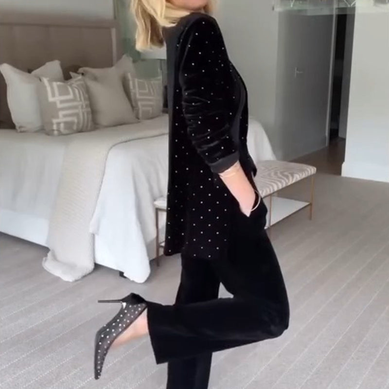 💖50% de réduction💖Blazer de luxe à décor de strass pour femmes