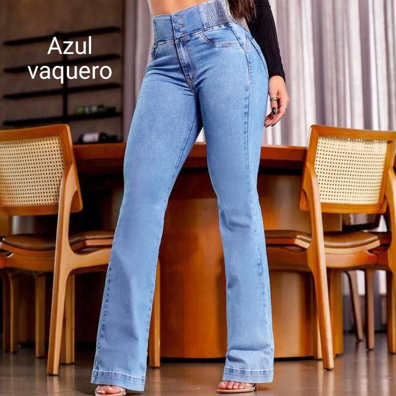 👖 50 % DE RÉDUCTION ! 💃 Jean évasé stretch à taille haute – Silhouette élancée, confort optimal et style intemporel ✨