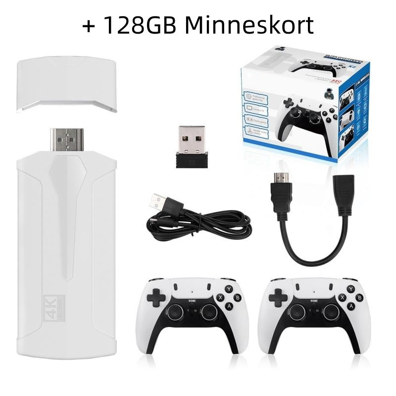 Plus de 40 000 jeux disponibles. Toute nouvelle console de jeux rétro M15. Compatible avec la connexion HDMI 4K. Manettes plug‑and‑play pour jouer sur télévision. Équipée de manettes sans fil 2,4 GHz améliorées.