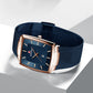 ⌚Montre à quartz pour hommes, ceinture en maille carrée ultra-mince