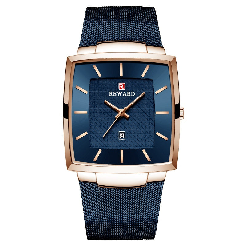 ⌚Montre à quartz pour hommes, ceinture en maille carrée ultra-mince