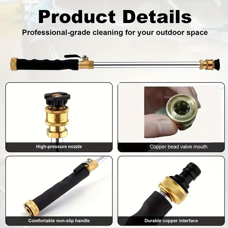 💧🔫 PROMO -50% ! Pistolet à Eau Haute Pression – 3 Buses Interchangeables, Alliage d’Aluminium & Laiton (Nettoyage Voiture & Jardin)