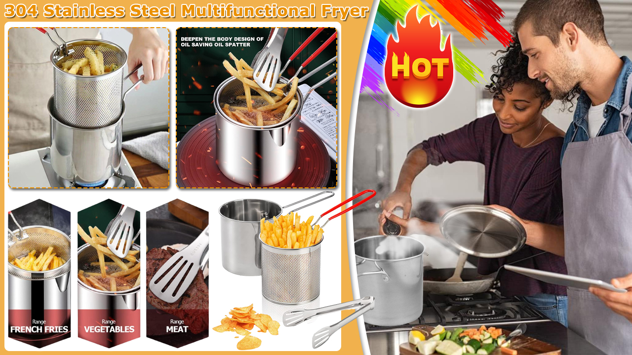 ✨50% DE RÉDUCTION✨Friteuse multifonctionnelle en acier inoxydable 304