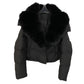 Veste courte tendance pour femme avec col en fourrure chaude (duvet de canard blanc d'Islande)