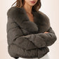 Veste courte tendance pour femme avec col en fourrure chaude (duvet de canard blanc d'Islande)