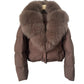 Veste courte tendance pour femme avec col en fourrure chaude (duvet de canard blanc d'Islande)