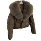 Veste courte tendance pour femme avec col en fourrure chaude (duvet de canard blanc d'Islande)
