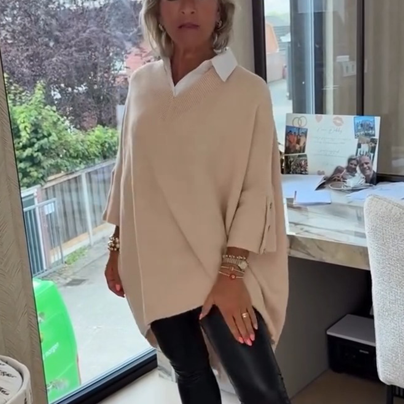 🍂 Édition limitée automne🔥 Haut à manches longues pour femme avec col chemise
