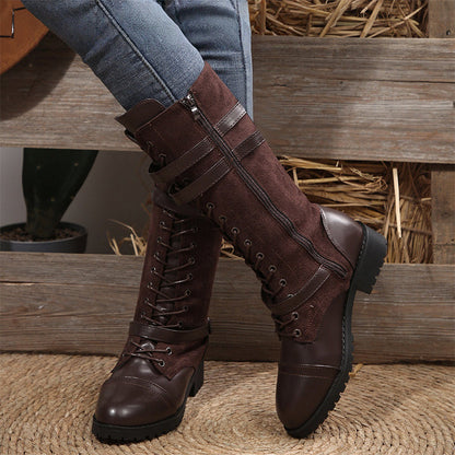 👢 59% DE RÉDUCTION ! ✨ Bottes Militaires Vintage pour Femmes - Lacets et Boucle Style Rétro, Confortables et Résistantes pour Quotidien ou Randonnée 🏞️📦