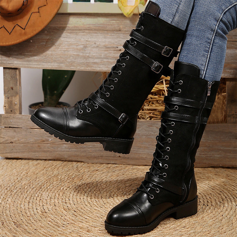 👢 59% DE RÉDUCTION ! ✨ Bottes Militaires Vintage pour Femmes - Lacets et Boucle Style Rétro, Confortables et Résistantes pour Quotidien ou Randonnée 🏞️📦