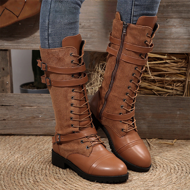 👢 59% DE RÉDUCTION ! ✨ Bottes Militaires Vintage pour Femmes - Lacets et Boucle Style Rétro, Confortables et Résistantes pour Quotidien ou Randonnée 🏞️📦
