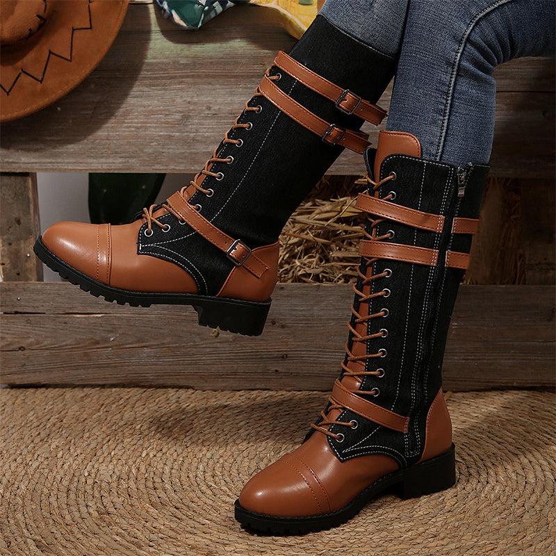 👢 59% DE RÉDUCTION ! ✨ Bottes Militaires Vintage pour Femmes - Lacets et Boucle Style Rétro, Confortables et Résistantes pour Quotidien ou Randonnée 🏞️📦