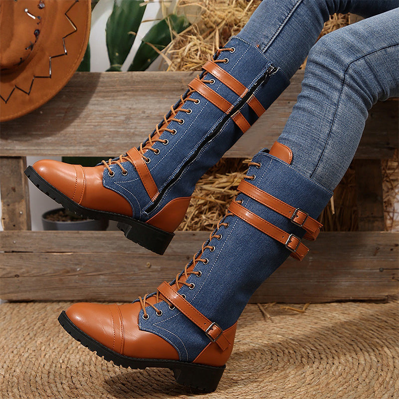 👢 59% DE RÉDUCTION ! ✨ Bottes Militaires Vintage pour Femmes - Lacets et Boucle Style Rétro, Confortables et Résistantes pour Quotidien ou Randonnée 🏞️📦
