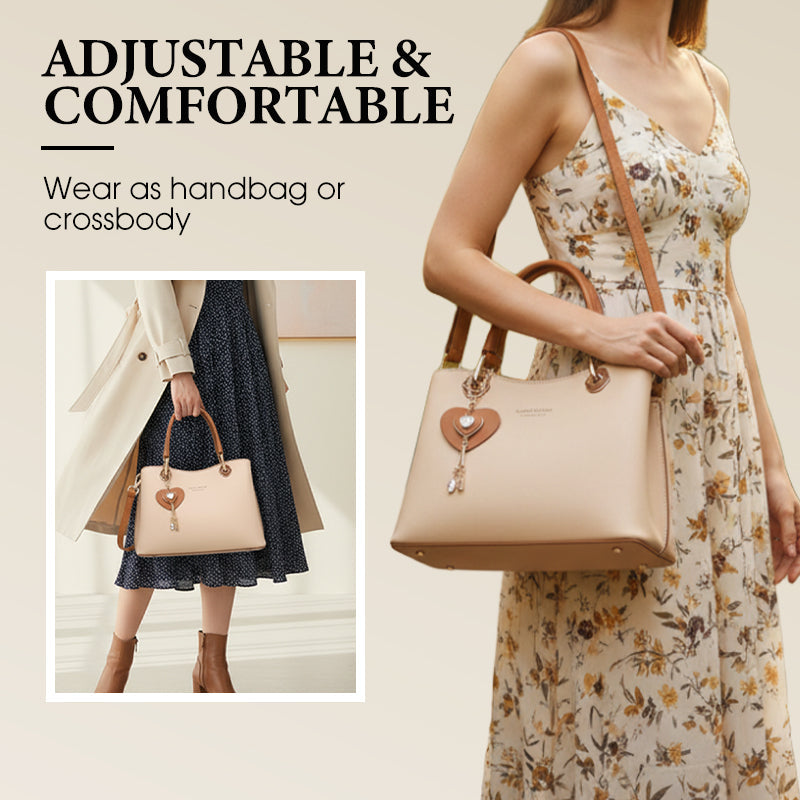 Élégant sac fourre-tout pour femme avec breloque en forme de cœur brillant
