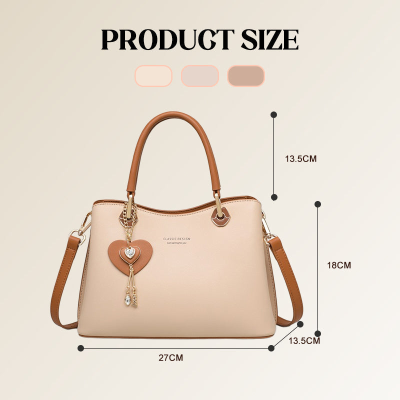 Élégant sac fourre-tout pour femme avec breloque en forme de cœur brillant
