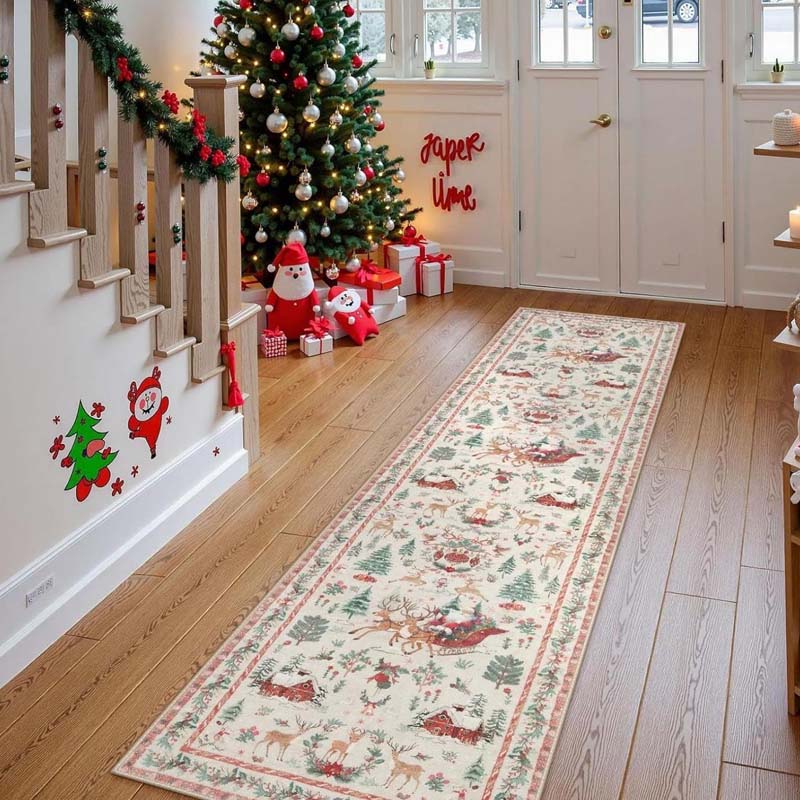 🔥Stock limité disponible 50% de réduction🔥 Tapis de Noël doux et antidérapant – décoration festive pour les salons, les chambres et les salles de bain 🎄