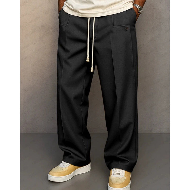 Pantalon droit ample à plis pour homme