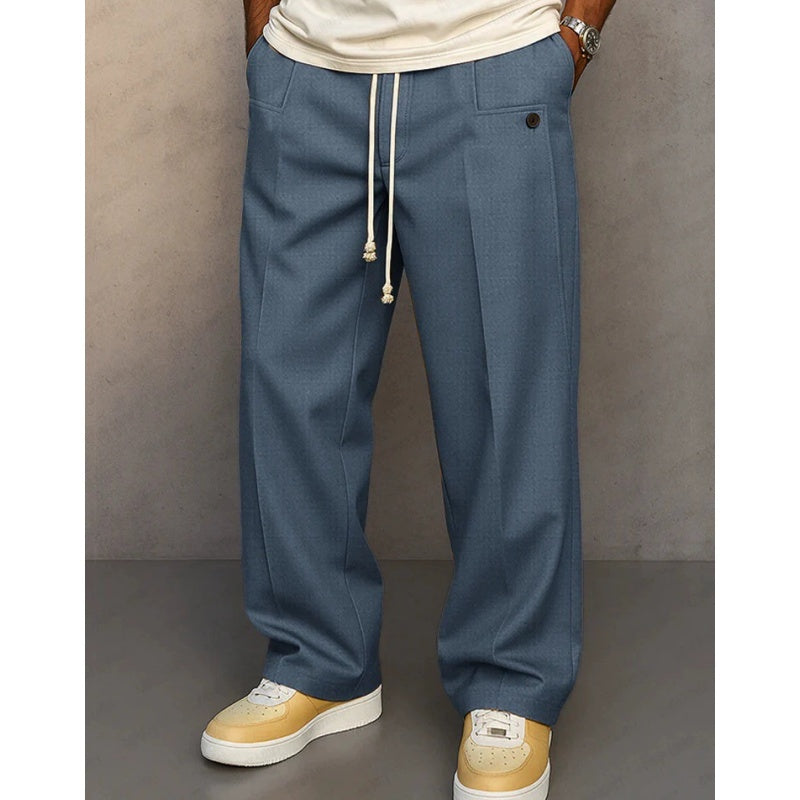 Pantalon droit ample à plis pour homme