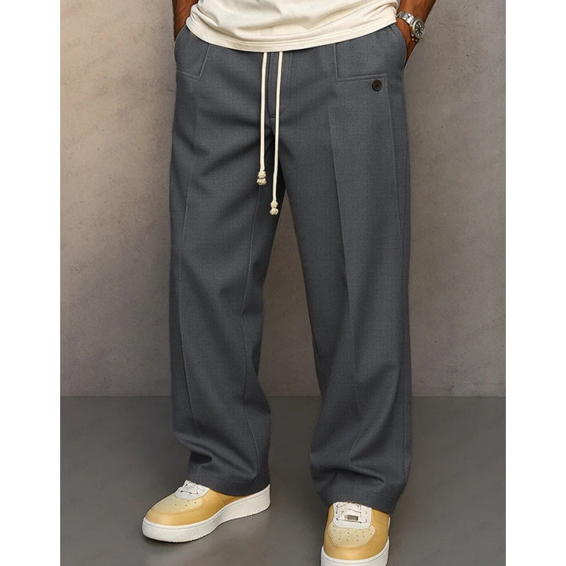 Pantalon droit ample à plis pour homme