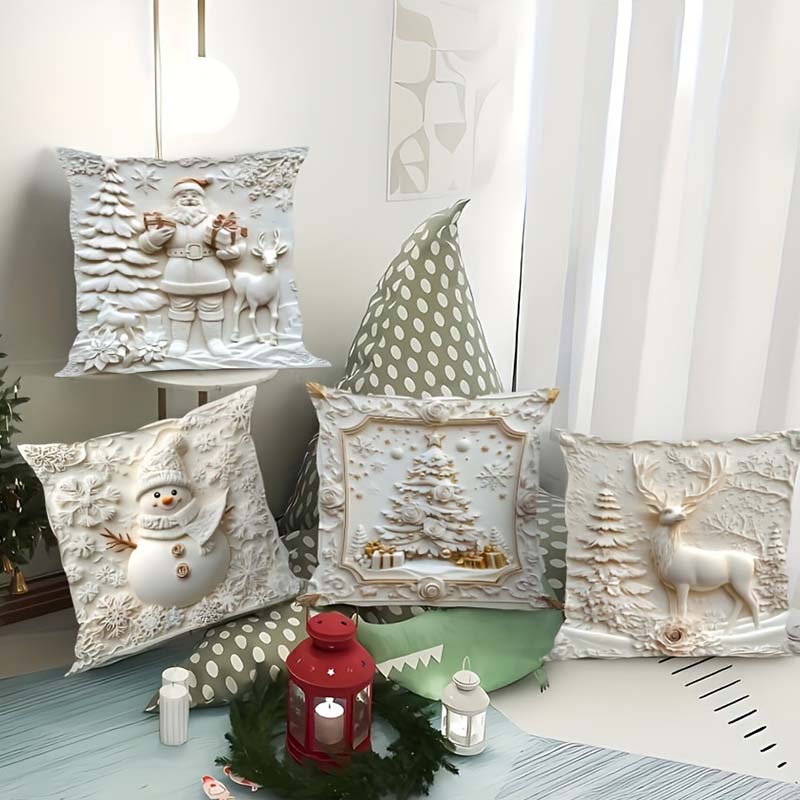 🎅Des idées cadeaux de Noël géniales, à seulement 5 € chacune !🎁 Housses de coussin sur le thème de Noël🛋️