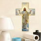 🔥 Offre Limitée ! ✨ Décoration Murale Croix Jésus Rétro - Bordure Dorée Élégante, Acrylique Lumineux, Symbole de Foi Inspirant ✝️✨