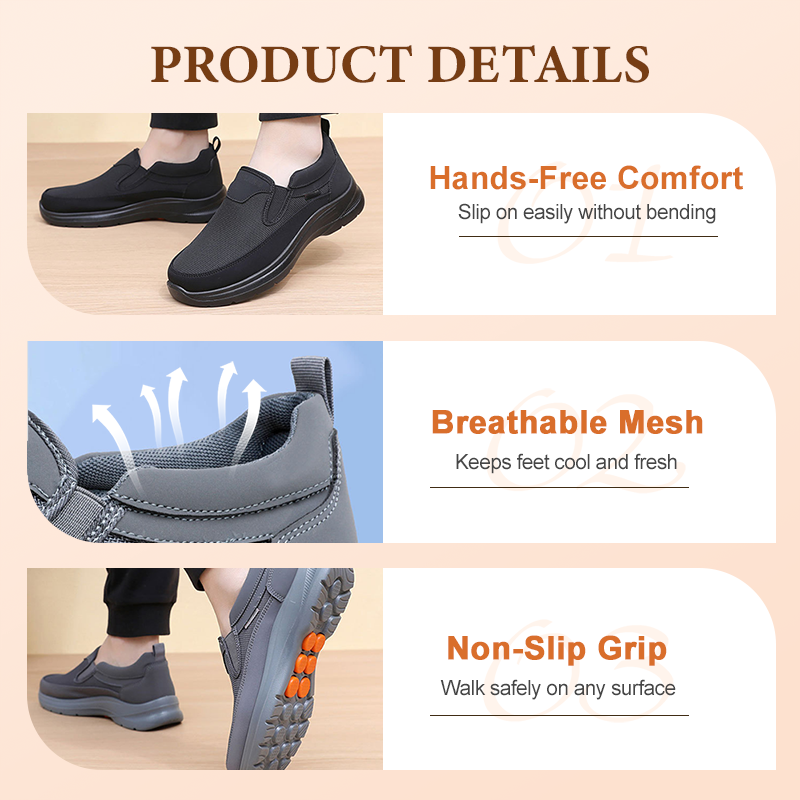 🔥 60% DE RÉDUCTION ! ✨ Chaussures Homme Sans Lacets - Tige Respirante, Semelle Massante Antidérapante, Confort Toute la Journée 👞⚡