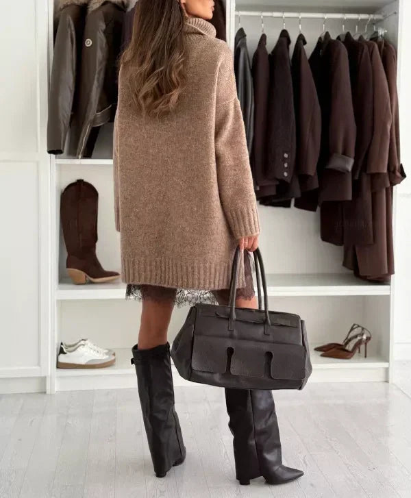 ❄️ Soldes d'hiver - 49 % de réduction 👗 Ensemble mini-robe et pull à col roulé pour femme