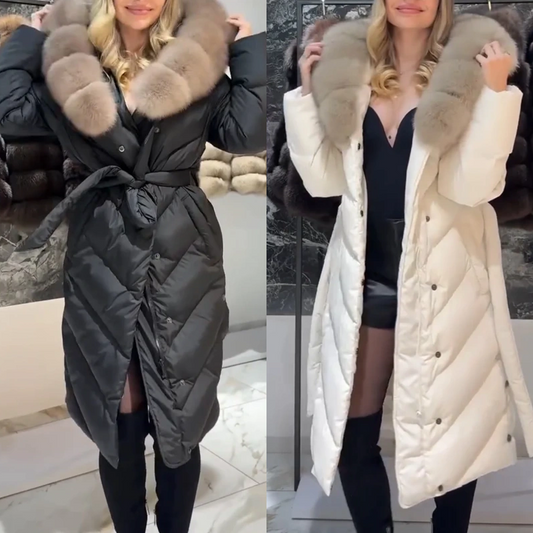 Luxe décontracté 🌟 Manteau femme avec col en fourrure – Livraison gratuite 🎁