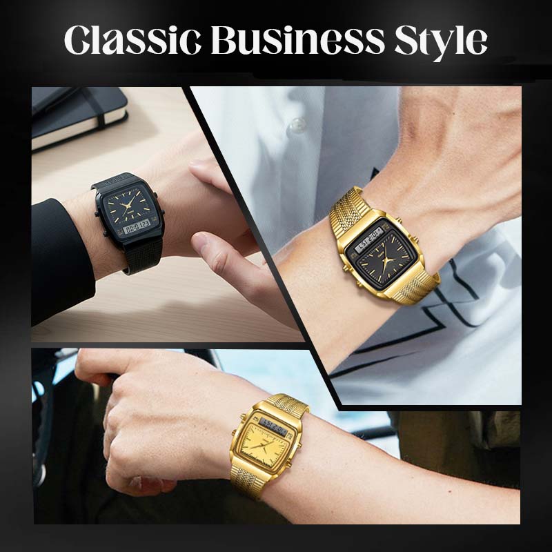 Montre multifonction carrée de style rétro