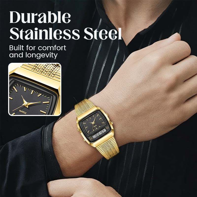 Montre multifonction carrée de style rétro