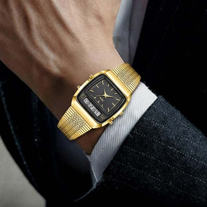 Montre multifonction carrée de style rétro