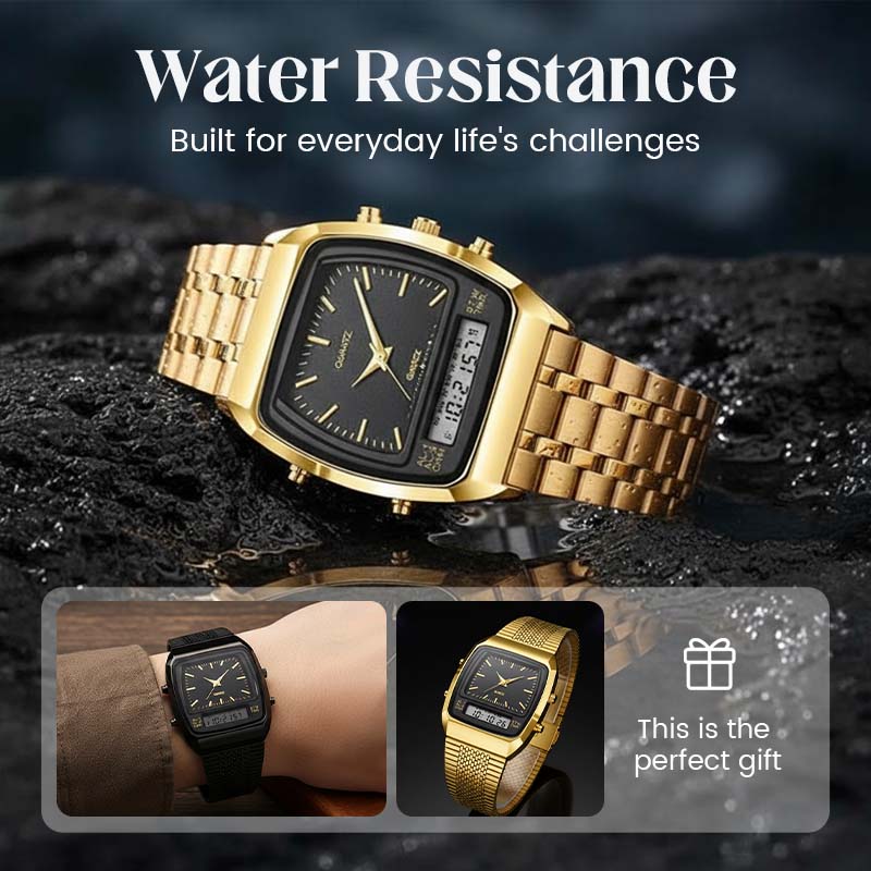 Montre multifonction carrée de style rétro