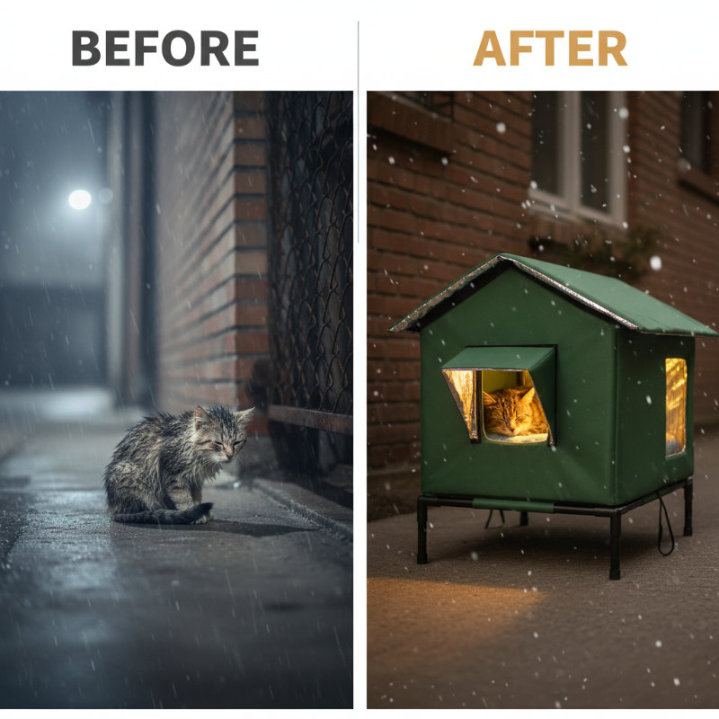 🐈Maison pour chat d'extérieur surélevée, adaptée à toutes les conditions météorologiques