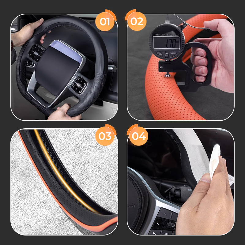 🚗 50% DE RÉDUCTION ! 🎉 Housse de volant en cuir véritable – Design élégant ultra-fin, antidérapante & installation facile sans outil, pour un confort toute saison ! 👋📦