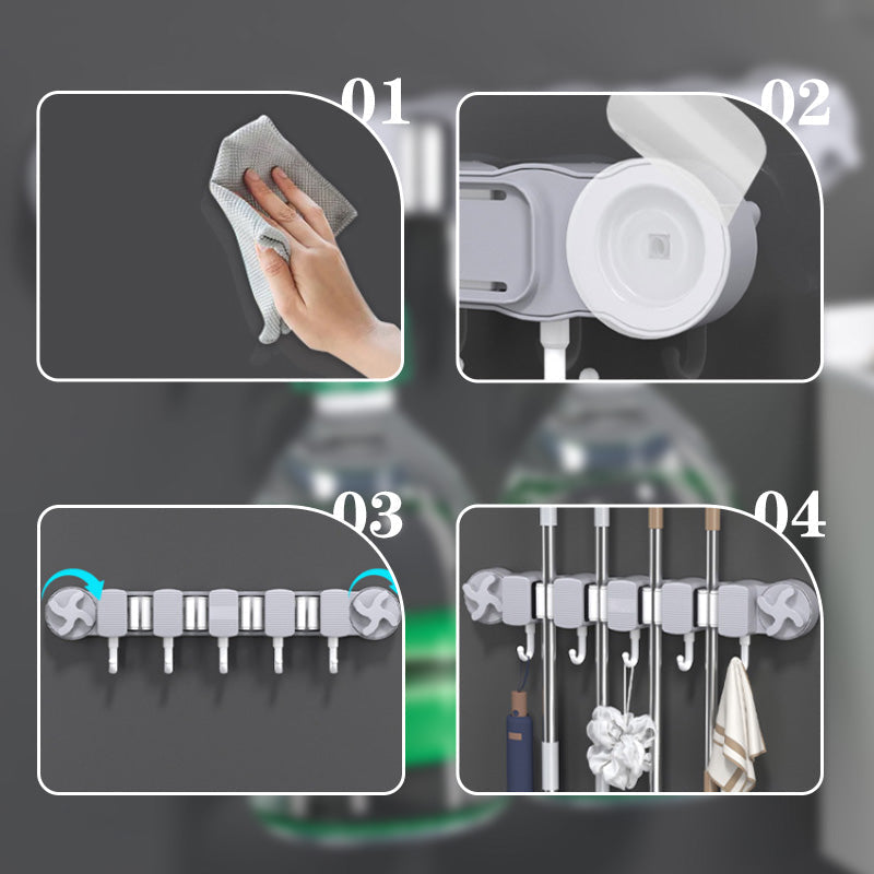 🔥Support de balai à ventouse sans perçage pour salle de bain