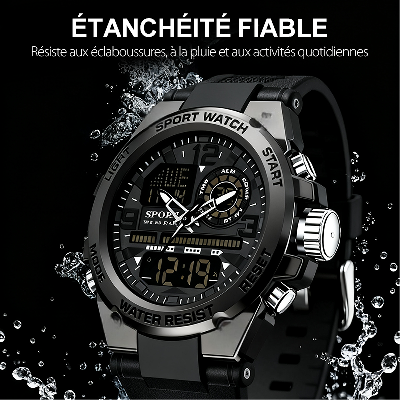 Montre de Sport Étanche pour Hommes avec Affichage Lumineux