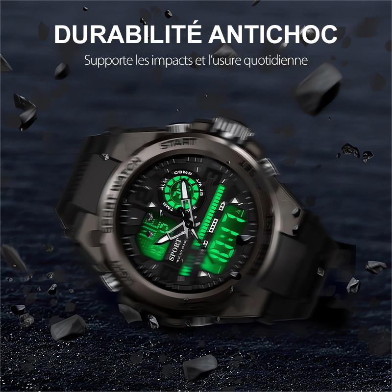 Montre de Sport Étanche pour Hommes avec Affichage Lumineux