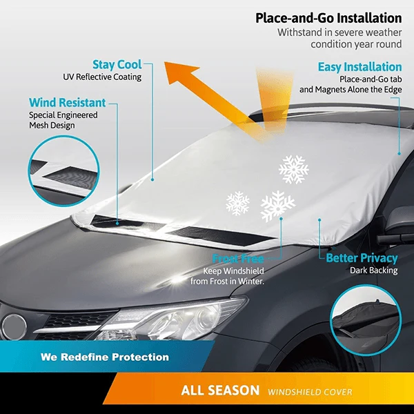 Pare-soleil universel pour pare-brise de voiture, protection magnétique contre la neige en tissu Oxford, protection contre le gel en hiver, bande réfléchissante pour le rétroviseur la nuit