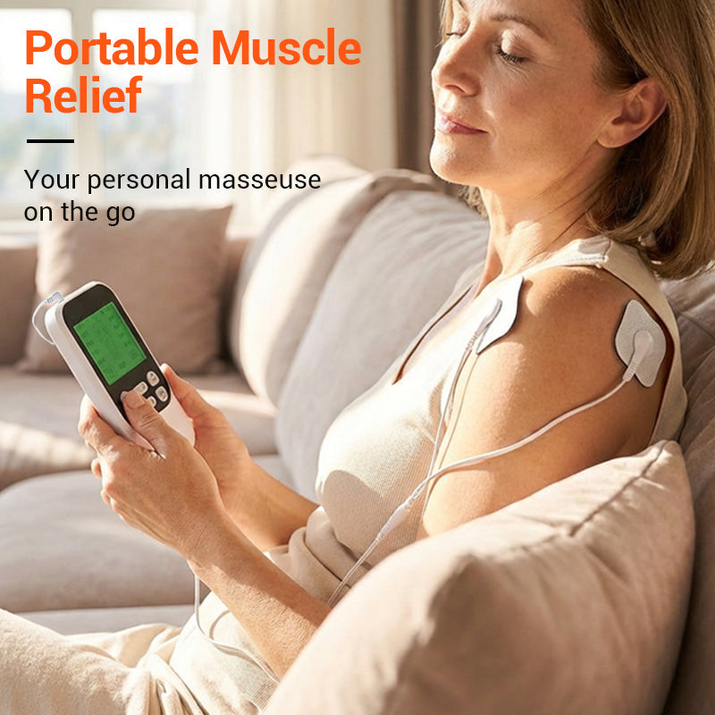 🎉💆‍♂️50% de réduction ! Stimulateur musculaire TENS portable à double canal – 10 modes, 30 intensités, soulagement ciblé de la douleur partout où vous êtes