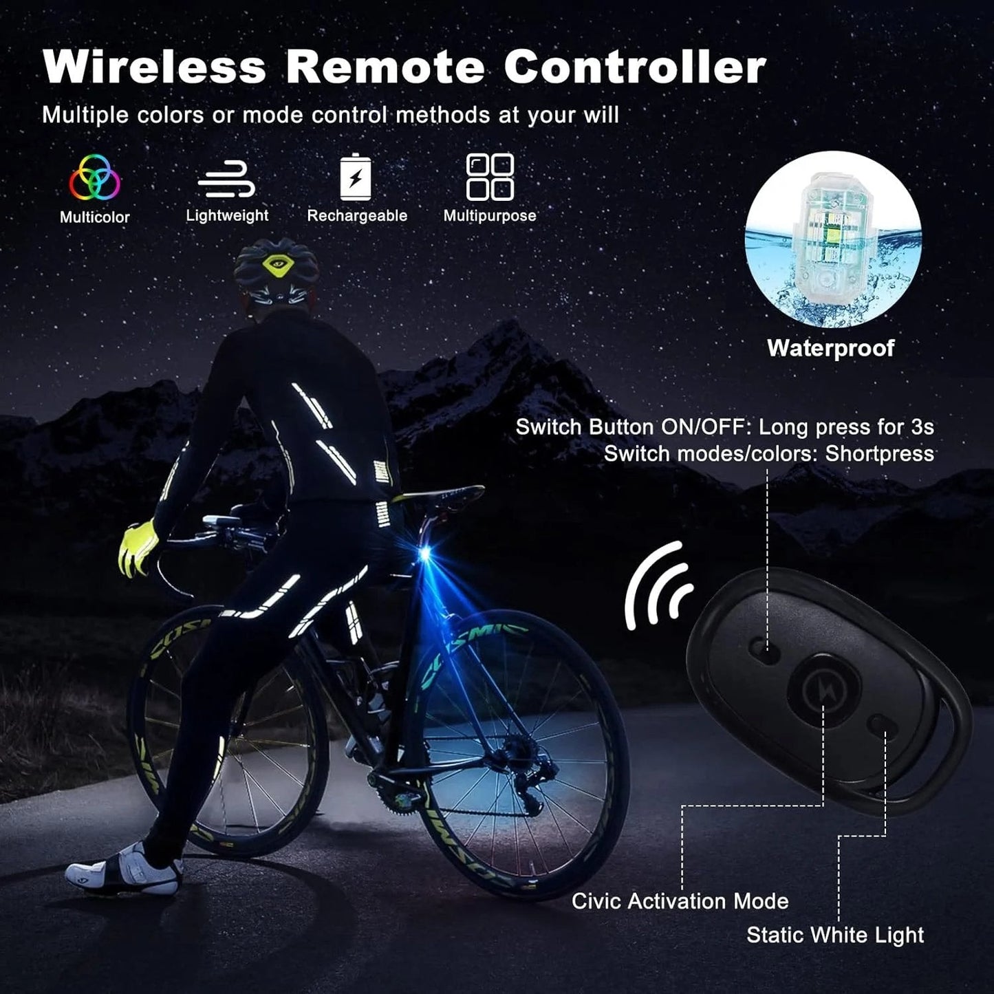 8 couleurs Lampes LED sans fil avec télécommande