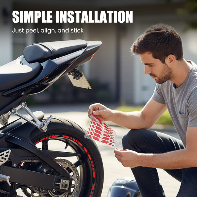 ⏳Soldes du Nouvel An : 1 acheté, 1 offert💥Autocollants réfléchissants pour jantes de moto