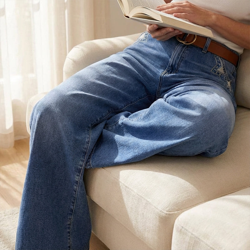 👖✨ 50% de réduction ! Jean Vintage Taille Haute à Jambes Larges pour Femme – Délavage rétro, coupe flatteuse & confort en coton toute la journée