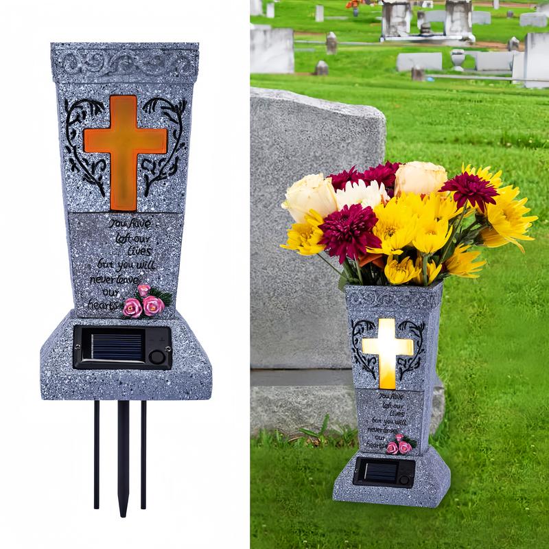 🪔 50% DE RÉDUCTION ! 💐 Vase Solaire à LED pour Pierres Tombales – Porte-Fleurs, Allumage Automatique & Batterie Intégrée pour un Hommage Respectueux ✨