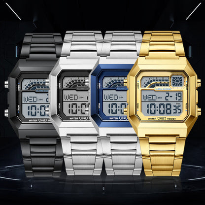 Montre numérique carrée unisexe avec écran lumineux