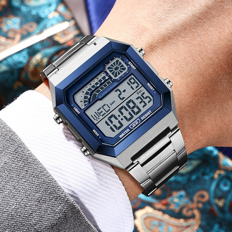 Montre numérique carrée unisexe avec écran lumineux